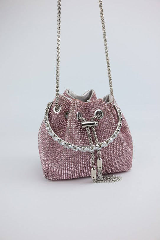 Spunkz Rhinestone Diamond Handle Bucket Bag