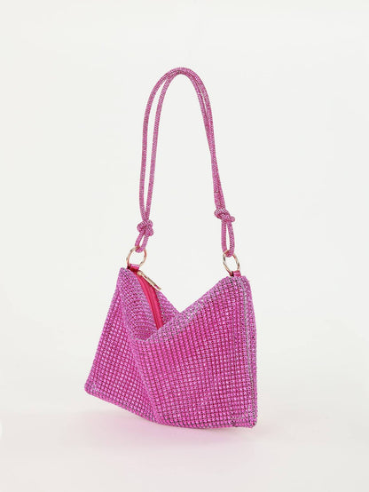 Glitter Bling Pink Sequin Rhinestone Decor Bag - Spunkz