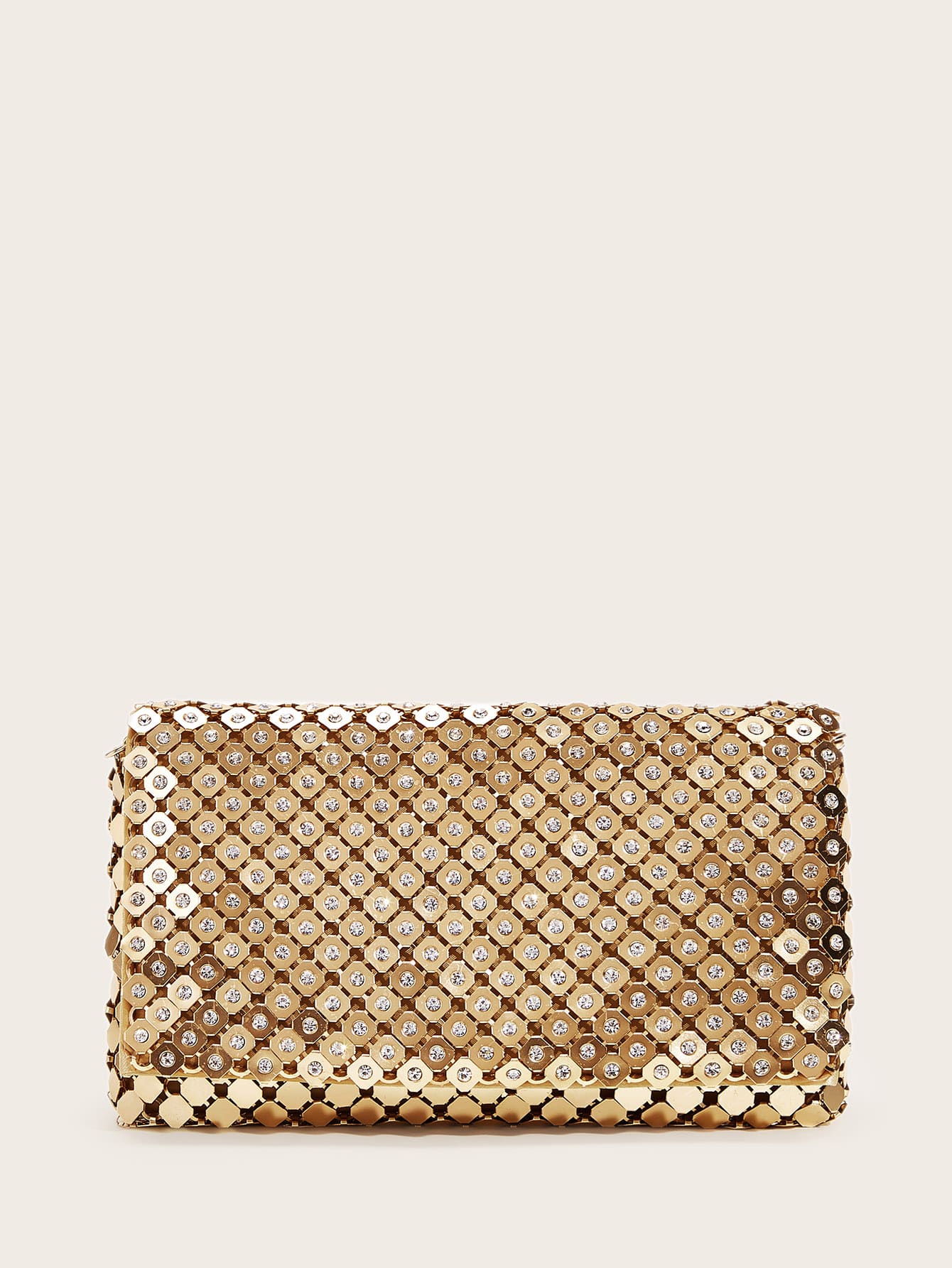 Metallic Gold Rhinestone Evening Bag - Spunkz