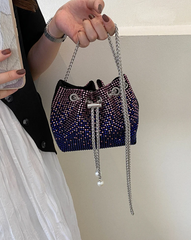 Multi-Color Women Rhinestone Bucket Bag - Spunkz