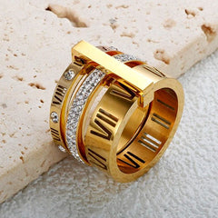 Zircon Stones Roman Stacked Ring - Spunkz