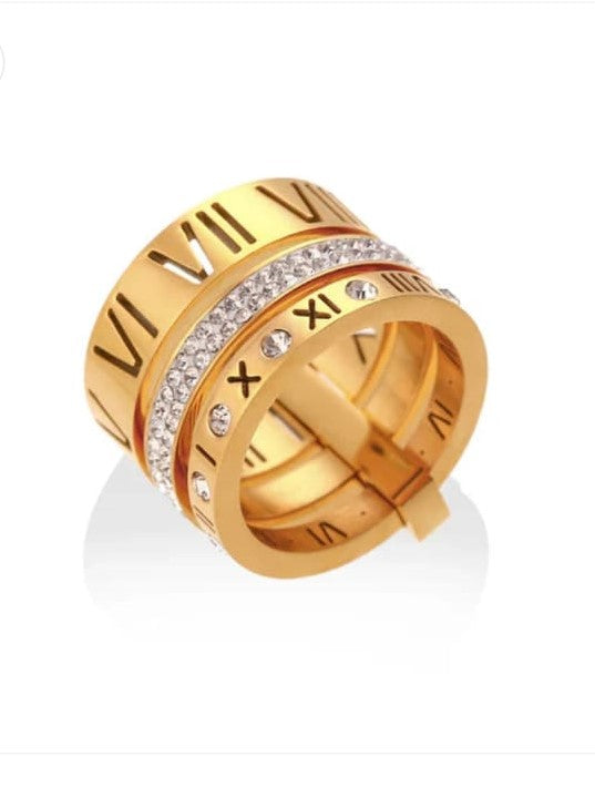 Zircon Stones Roman Stacked Ring - Spunkz