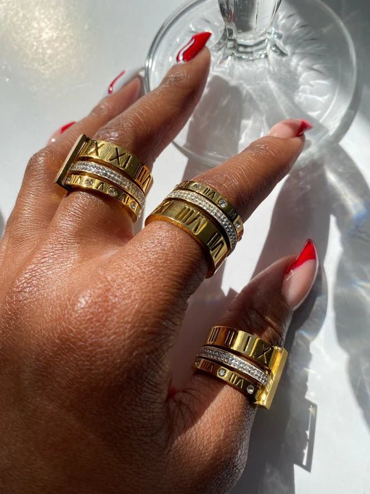 Zircon Stones Roman Stacked Ring - Spunkz