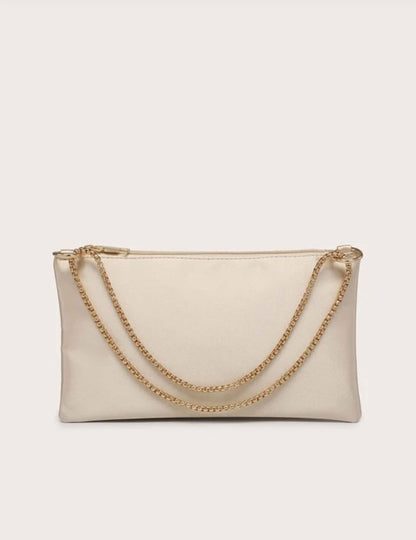 Champagne Casual Satin Minimalist Square Bag - Spunkz