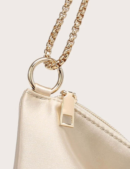 Champagne Casual Satin Minimalist Square Bag - Spunkz