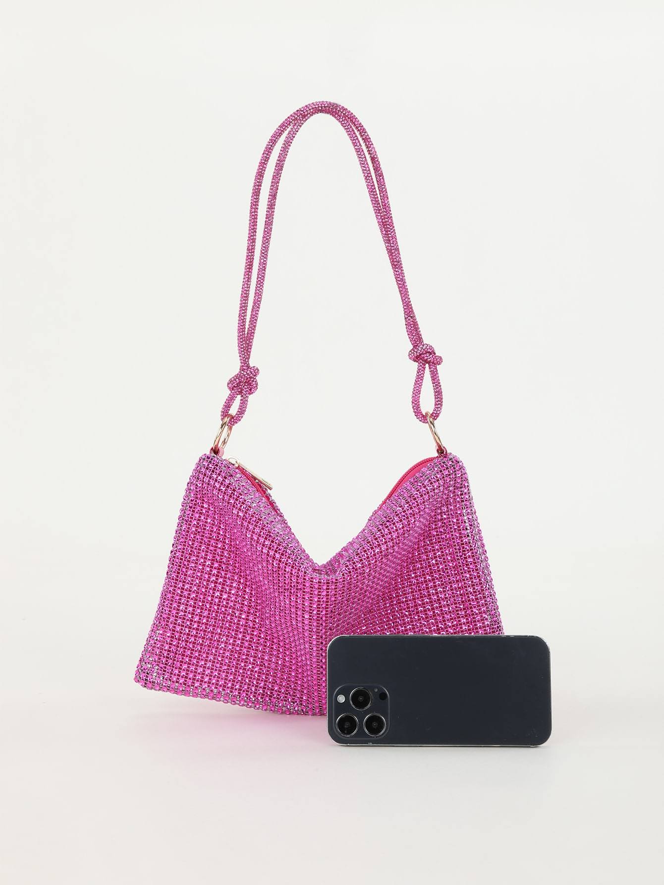 Glitter Bling Pink Sequin Rhinestone Decor Bag - Spunkz