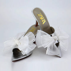 Satin Bow Heels 90385
