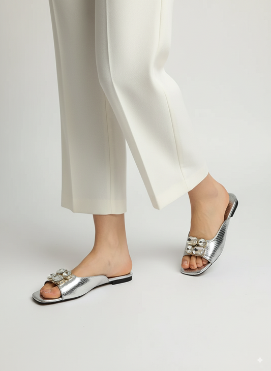Silver Crocs Diamond