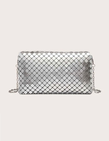 Glitter Bling Mini Metal Flap Chain Evening Bag - Spunkz