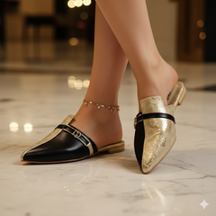 Snake Print Pointed Toe Flat Mules 9031