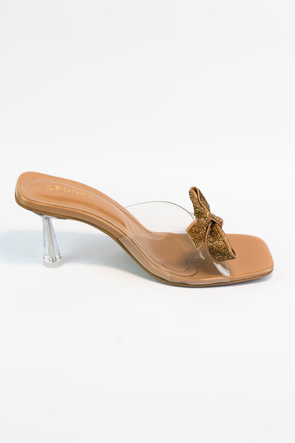 Sophia Square Toe Bow Embellishments Heel - Spunkz