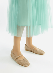 Fishnet Beige Ballet Pumps - Spunkz