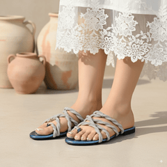 Sini Blue Flat Slippers (11032) - Spunkz