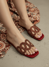 Cross Strap Maroon Slippers - Spunkz