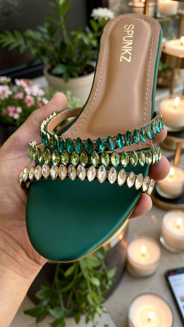 Spunkz Jeweled Flats (Emerald)