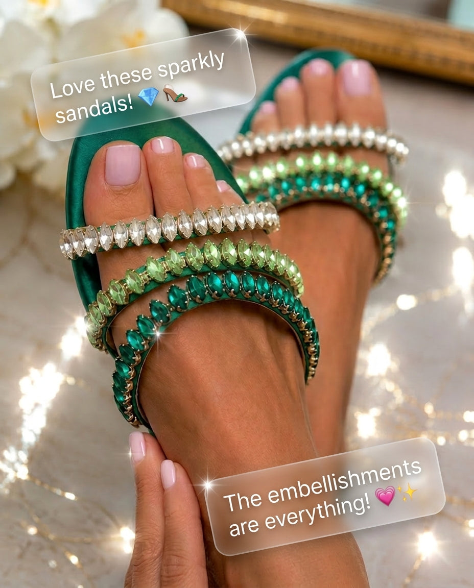Spunkz Jeweled Flats (Emerald)
