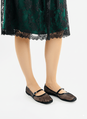 Fishnet Flats Black Ballet Pumps - Spunkz