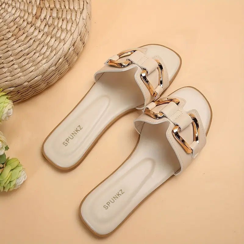 Chain Link Beige Slides (11080) - Spunkz