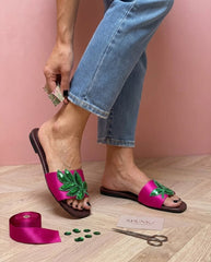 Green Leafs Flat Sandals