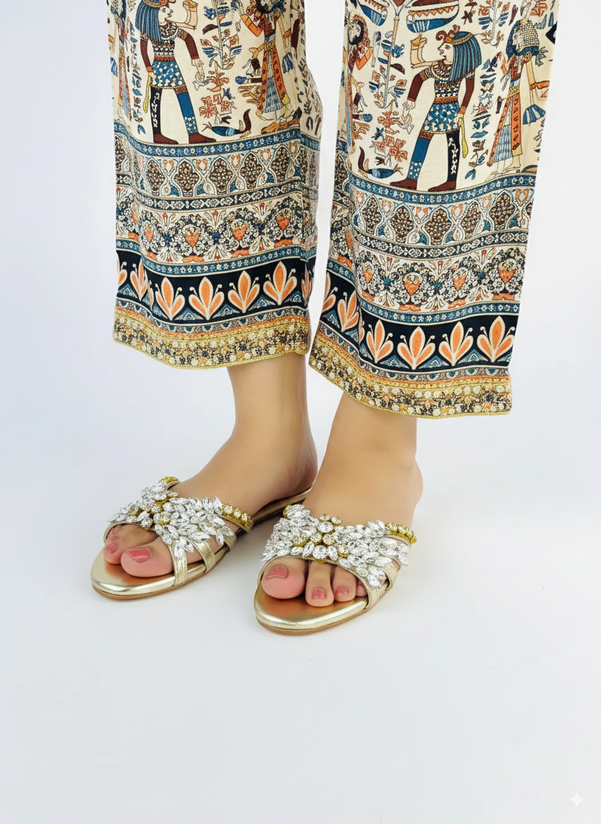 Gold Embellished Slippers (11020) - Spunkz