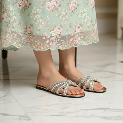 Natasha Rose Gold Slippers (11037) - Spunkz