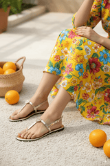 Anya Gold Flat Thong Sandals (11071) - Spunkz