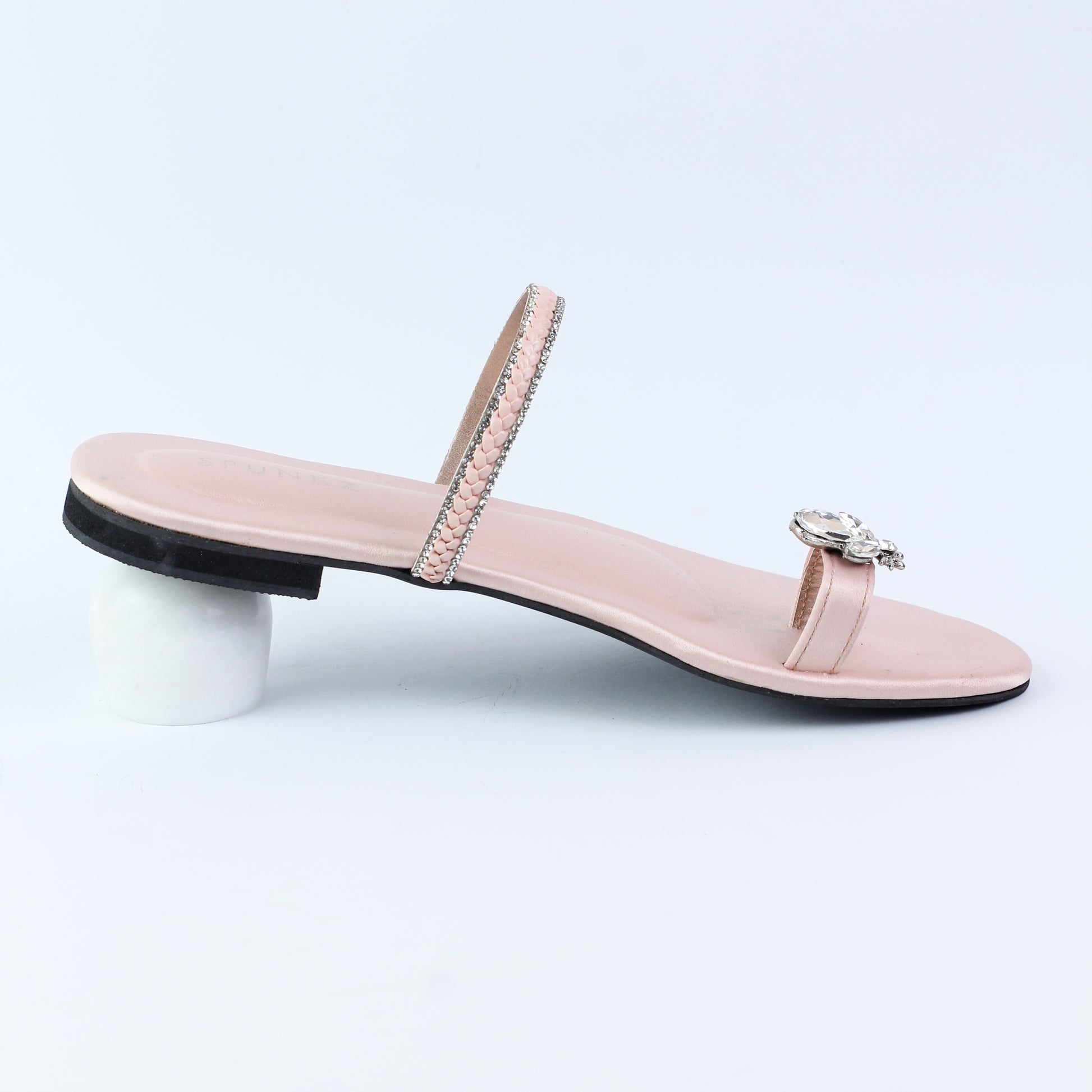 Ember Pink Toe Ring Braid Straps Slip On Flats - Spunkz