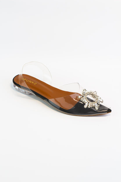 Viola Black Flat Cinderella Shoes