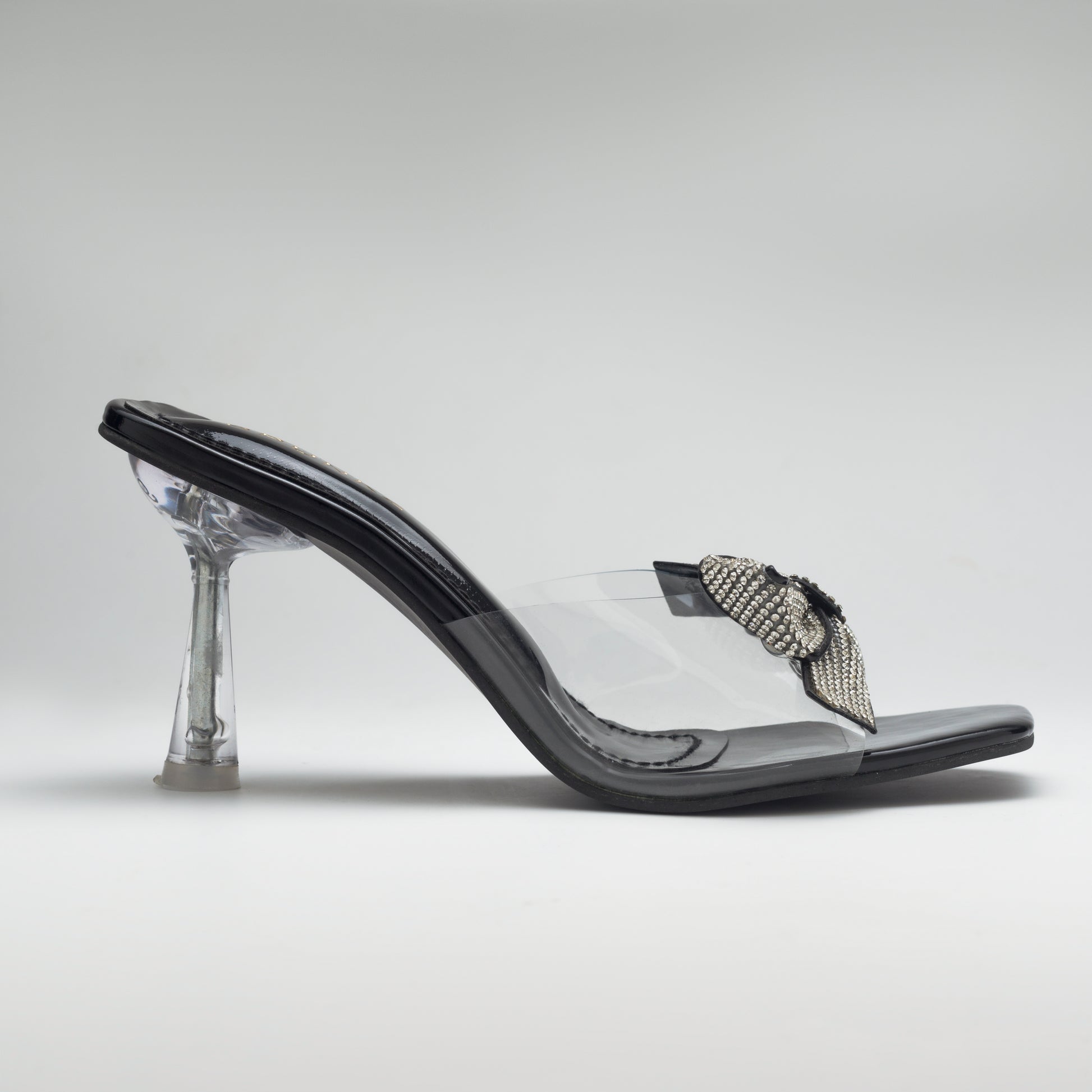 Fiona Transparent Bow Kitten Heel - Spunkz