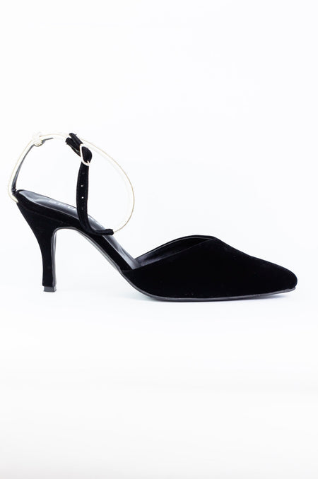 Velvet Black Mules (11082) - Spunkz