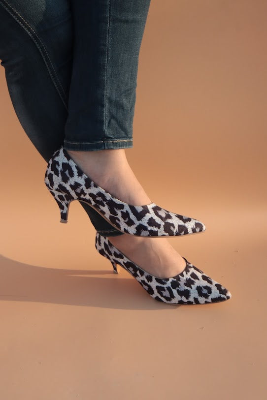 Sissy Leopard Print Black White Pumps Heels Spunkz