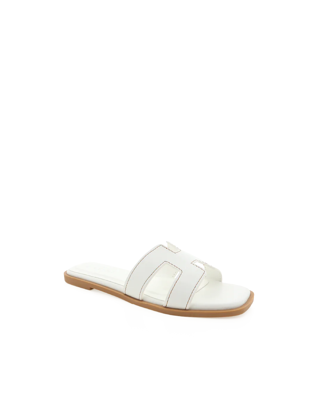 Spunkz Hania Iconic White "H" Cut-Out Flat Slides - Spunkz