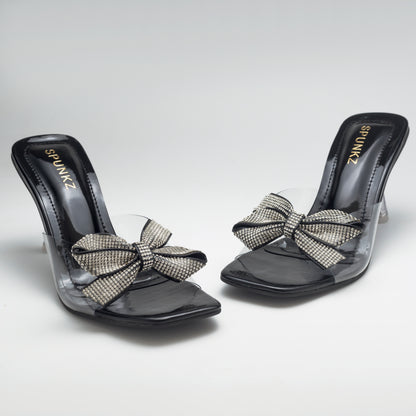 Fiona Transparent Bow Kitten Heel - Spunkz