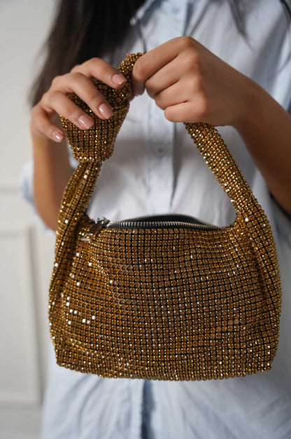 Spunkz Gold Rhinestone Purse for Women