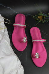 Pink Straps Flat Slippers (11025) - Spunkz