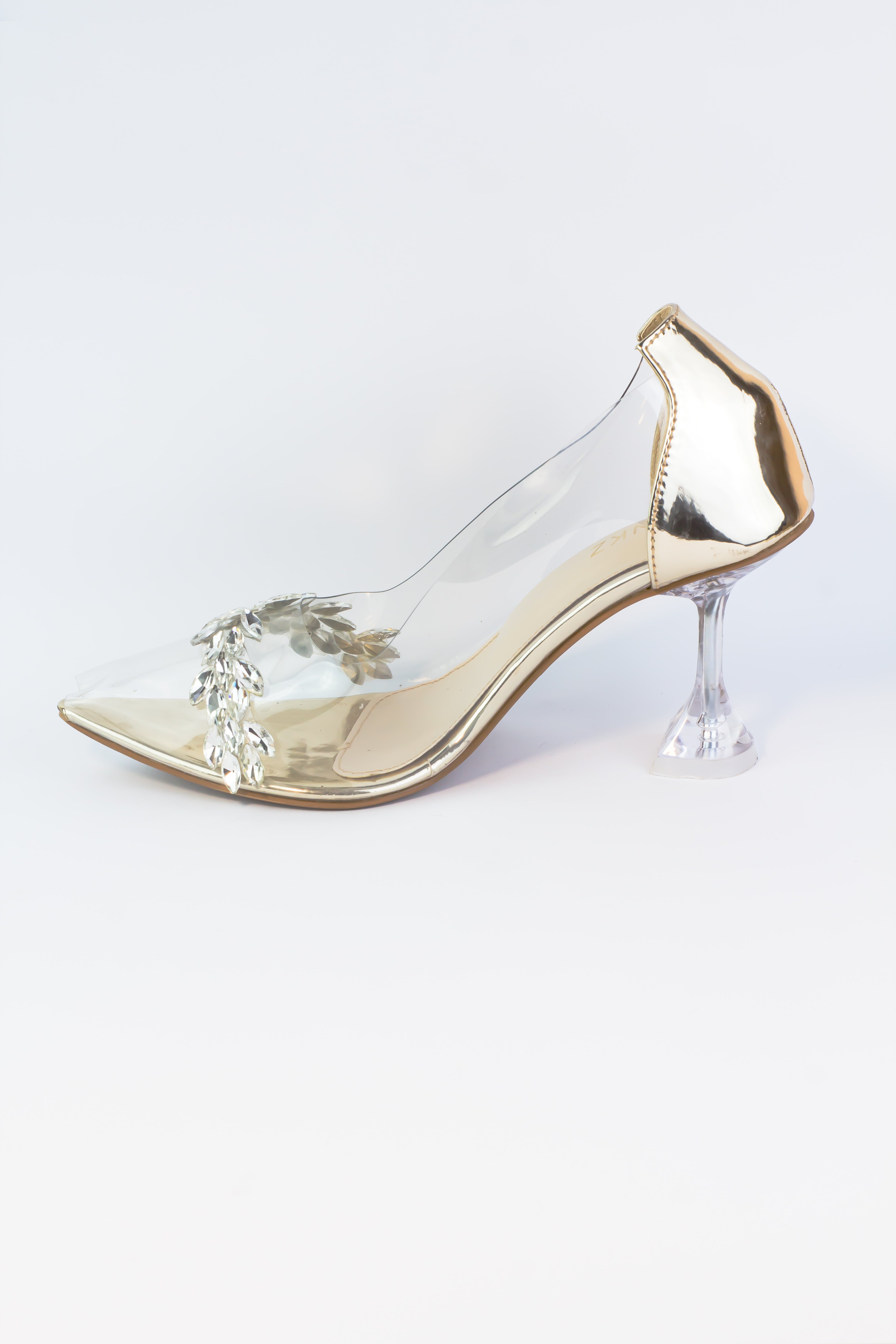 SPUNKZ Natalie Clear Heels with Rhinestones Pumps for Women Spunkz