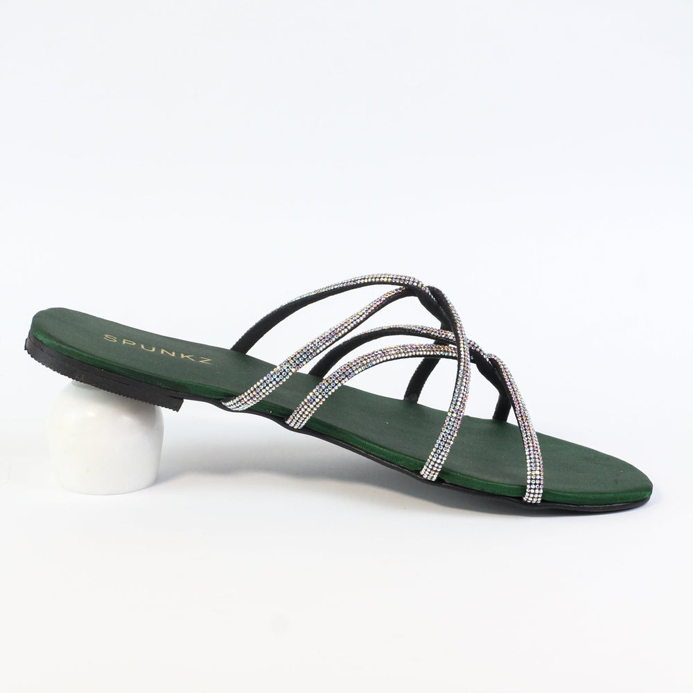 Tula Green Flat Slides (11046) - Spunkz