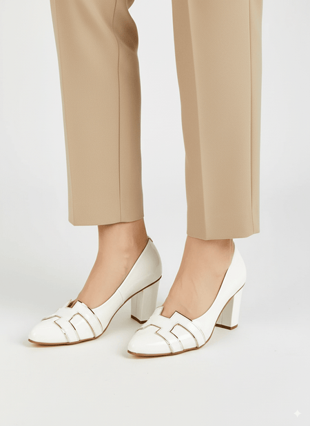 H - Style Court Shoes (White) - Spunkz