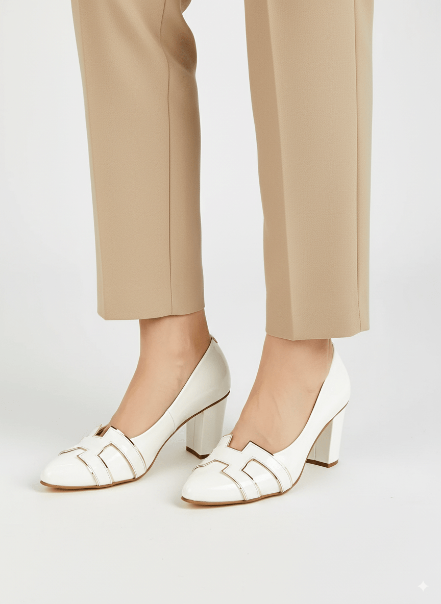 H - Style Court Shoes (White) - Spunkz