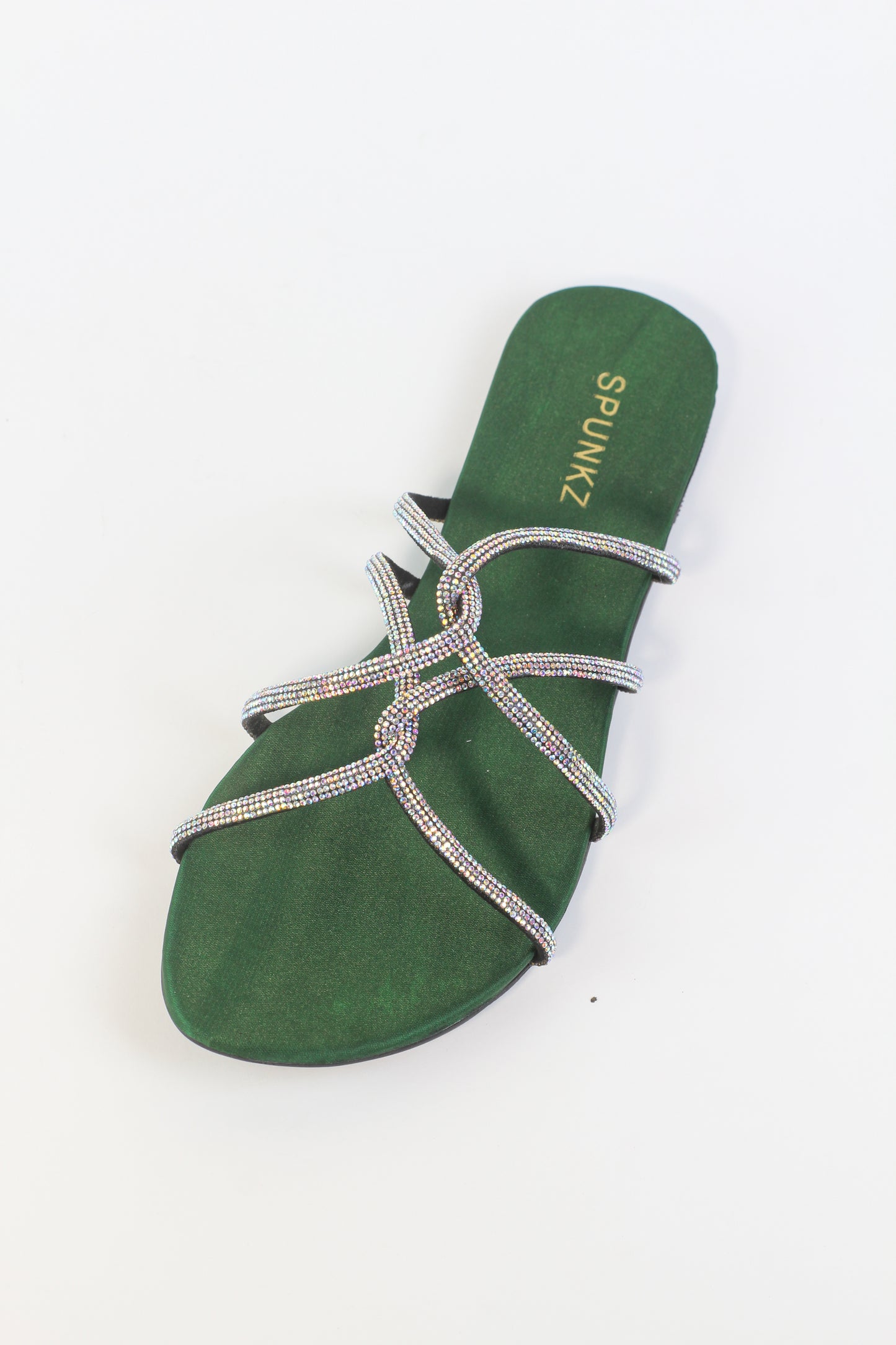 Spunkz Tula Green Glitter Shiny Flat Slippers - Spunkz