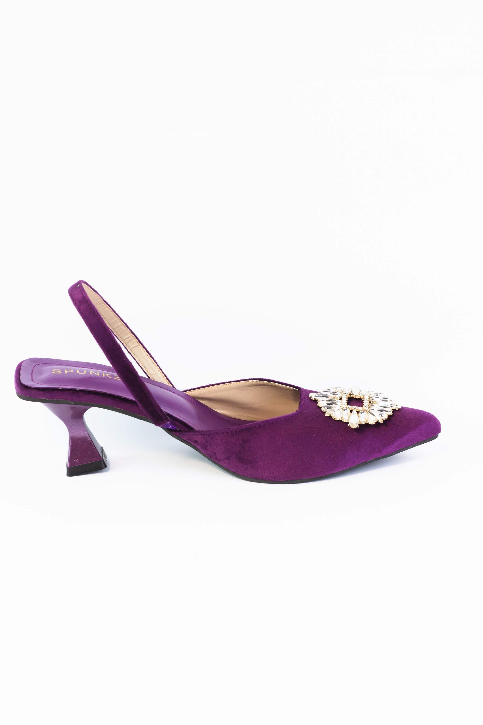 Vittoria Rhinestone Kitten Heeled Pumps - Spunkz