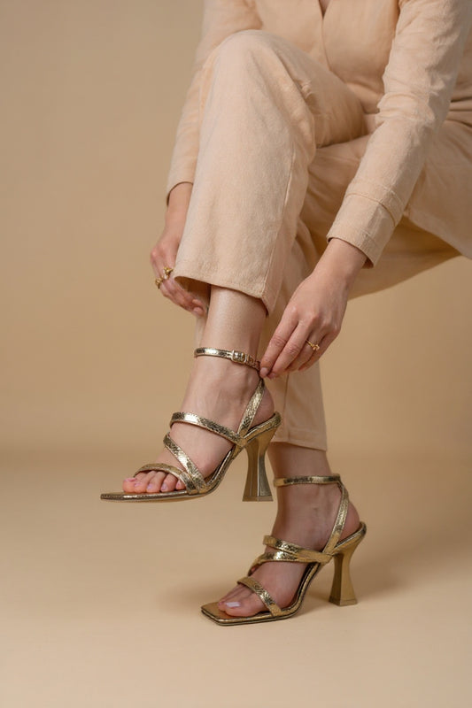 Orla Gold Heeled Sandals (11053)