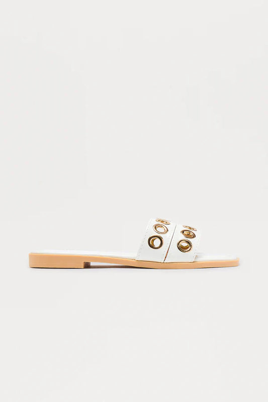 White Slip on Sandals
