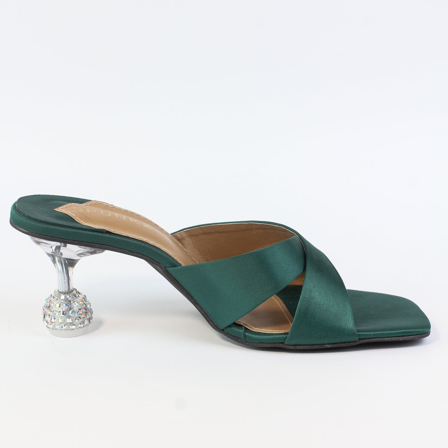 Yes Darling Love Mules in Green Satin - Spunkz